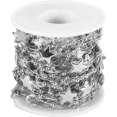 VISTRECK Catena Di Perline Da 10 Metri Stringa Decorativa Con Stella A Cinque Punte E Perla Elettrolitica In Abs (argento) VISTRECK Catena Di Perline Da 10 Metri Stringa Decorativa Con Stella A Cinque Punte E Perla Elettrolitica In Abs (argento)