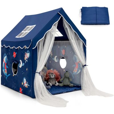 HELLOSHOP26 Tenda Da Gioco Per Bambini Da Interno 121 X 105 X 137 Cm Con Materassino Imbottito E Finestre In Rete In Poliestere-cotone Blu 200020756 HELLOSHOP26 Tenda Da Gioco Per Bambini Da Interno 121 X 105 X 137 Cm Con Materassino Imbottito E Finestre In Rete In Poliestere-cotone Blu 200020756
