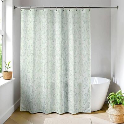 TENDANCE Tendina Da Doccia In Poliestere 180x200 Cm Con Stampa A Fogliame - Brume - TENDANCE Tendina Da Doccia In Poliestere 180x200 Cm Con Stampa A Fogliame - Brume -