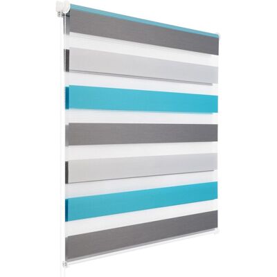 WOLTU - Tenda a Rullo Doppio Oscurante - Bianco-Grigio-Turchese - 85x150 cm - Roller blind WOLTU - Tenda a Rullo Doppio Oscurante - Bianco-Grigio-Turchese - 85x150 cm - Roller blind