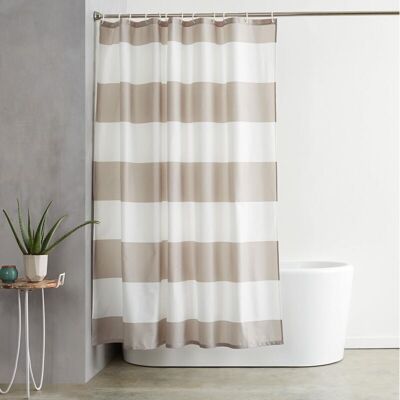 OEM Tenda Da Doccia In Tessuto Stampato Idrorepellente Con Occhielli In Metallo E Ganci In Plastica Bianca, 183 X 183 Cm, Righe Grigie - Crezuo OEM Tenda Da Doccia In Tessuto Stampato Idrorepellente Con Occhielli In Metallo E Ganci In Plastica Bianca, 183 X 183 Cm, Righe Grigie - Crezuo
