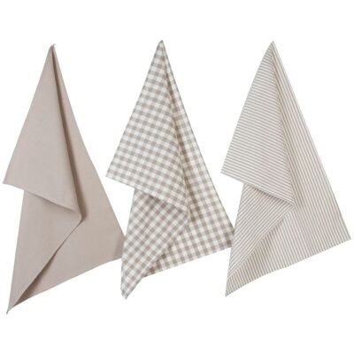 ATMOSPHERA Set Di 3 Strofinacci In Cotone 45x70cm - Taupe - Créateur D'Intérieur ATMOSPHERA Set Di 3 Strofinacci In Cotone 45x70cm - Taupe - Créateur D'Intérieur
