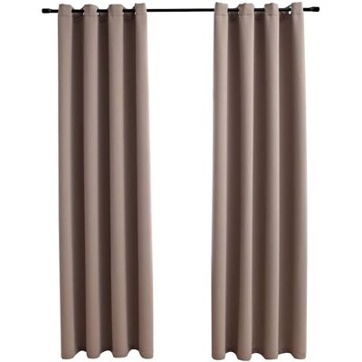 VIDAXL Tende Oscuranti Con Anelli Metallo 2pz Grigio Talpa 140x175 Cm - VIDAXL Tende Oscuranti Con Anelli Metallo 2pz Grigio Talpa 140x175 Cm -