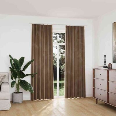 VIDAXL Tende Oscuranti Con Ganci 2 Pz Beige In Velluto 140x225 Cm - VIDAXL Tende Oscuranti Con Ganci 2 Pz Beige In Velluto 140x225 Cm -