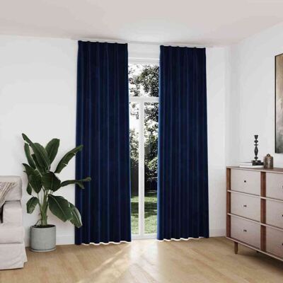 VIDAXL Tende Oscuranti Con Ganci 2 Pz Blu Scuro In Velluto 140x245 Cm - VIDAXL Tende Oscuranti Con Ganci 2 Pz Blu Scuro In Velluto 140x245 Cm -