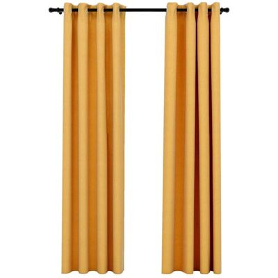 Tende oscuranti effetto lino - 2 pz Giallo 140x245cm vidaXL Tende oscuranti effetto lino - 2 pz Giallo 140x245cm vidaXL