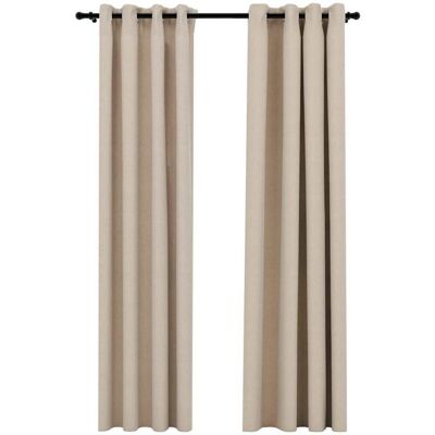 VIDAXL Tende Oscuranti Effetto Lino Con Occhielli 2pz Beige 140x225 Cm - VIDAXL Tende Oscuranti Effetto Lino Con Occhielli 2pz Beige 140x225 Cm -