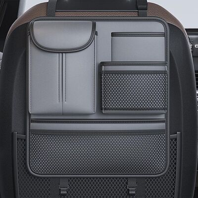 OEM Organizer Per Seggiolino Auto In Pelle Con Schienale Per Seggiolino Auto Con 5 Tasche Portaoggetti Per Accessori Da Viaggio, Elementi Essenziali Per Il Viaggio Su Strada (grigio) OEM Organizer Per Seggiolino Auto In Pelle Con Schienale Per Seggiolino Auto Con 5 Tasche Portaoggetti Per Accessori Da Viaggio, Elementi Essenziali Per Il Viaggio Su Strada (grigio)