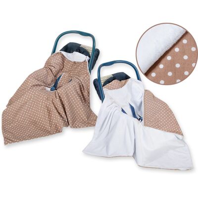 OEM Ampia Fascia Porta Bebè Per Seggiolino Passeggino, Double-face - Pois Bianchi Su Sfondo Marrone OEM Ampia Fascia Porta Bebè Per Seggiolino Passeggino, Double-face - Pois Bianchi Su Sfondo Marrone