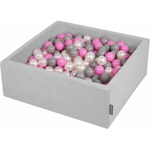 KIDDYMOON 90X30cm/300 Palline ∅ 7CM Quadrato Piscina Di Palline Colorate Per Bambini Fabbricato In EU, Grigio Ch:Perla/Grigio/Rosa - grigio