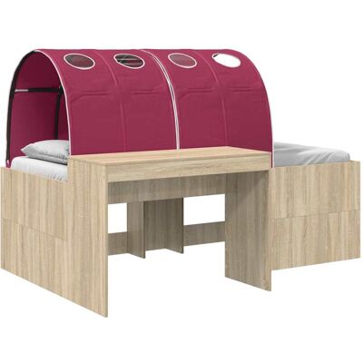 VIDAXL Letto Alto Per Bambini Con Scrivania 3 Pz Rovere Sonoma E Rosso VIDAXL Letto Alto Per Bambini Con Scrivania 3 Pz Rovere Sonoma E Rosso