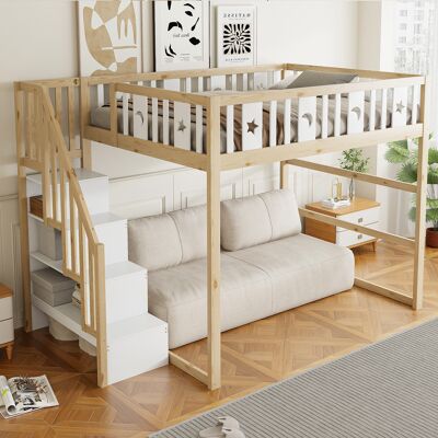 OKMYHOME Letto Struttura Letto Salvaspazio Con Scala E Scaffale OKMYHOME Letto Struttura Letto Salvaspazio Con Scala E Scaffale