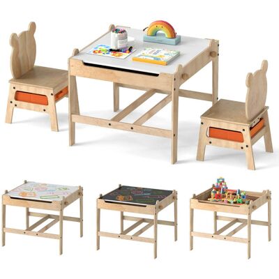 HELLOSHOP26 Tavolo E Sedie Per Bambini 60 X 60 X 52 Cm Con Pratico Vano Contenitore E Spazio Creativo In Mdf Naturale 200017612 HELLOSHOP26 Tavolo E Sedie Per Bambini 60 X 60 X 52 Cm Con Pratico Vano Contenitore E Spazio Creativo In Mdf Naturale 200017612