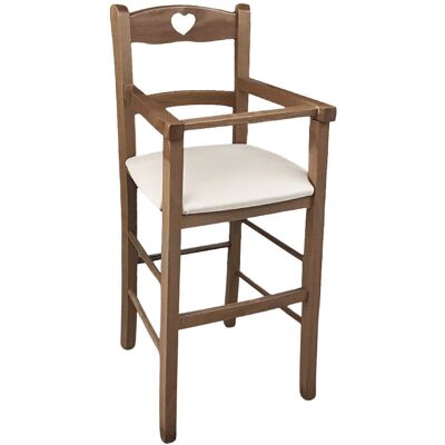 OKAFFAREFATTO - Seggiolone In Legno Color Noce Chiaro Con Seduta Imbottita In Similpelle Beige OKAFFAREFATTO - Seggiolone In Legno Color Noce Chiaro Con Seduta Imbottita In Similpelle Beige