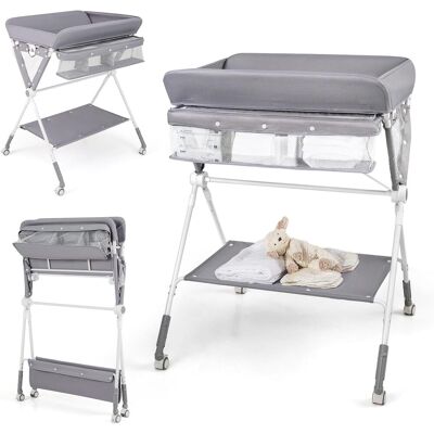 COSTWAY Fasciatoio Pieghevole Per Bambini,altezza Regolabile,porta Asciugamani,0-12 Mesi,grigio COSTWAY Fasciatoio Pieghevole Per Bambini,altezza Regolabile,porta Asciugamani,0-12 Mesi,grigio