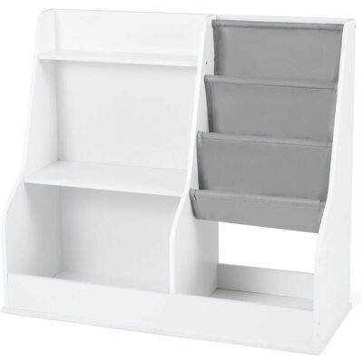 NORTHIX Children's Bookshelf With 3-tier Fabric Pockets, White NORTHIX Children's Bookshelf With 3-tier Fabric Pockets, White