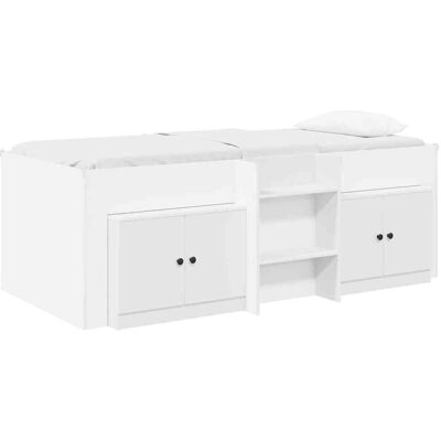 VIDAXL Struttura Letto Loft Con Mobile Con Archiviazione 3 Pz Bianco VIDAXL Struttura Letto Loft Con Mobile Con Archiviazione 3 Pz Bianco