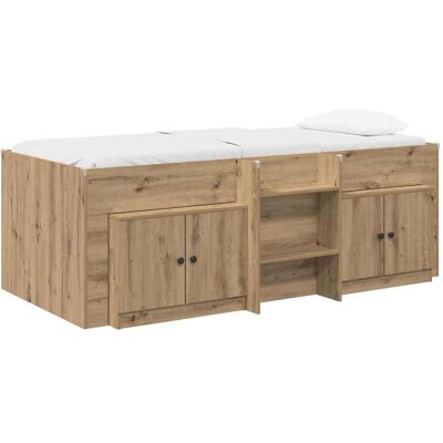 VIDAXL Struttura Letto Loft Con Mobile 3 Pz Rovere Artigianale VIDAXL Struttura Letto Loft Con Mobile 3 Pz Rovere Artigianale