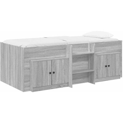 VIDAXL Struttura Letto Loft Con Mobile Con Porta 3 Pz Sonoma Grigio VIDAXL Struttura Letto Loft Con Mobile Con Porta 3 Pz Sonoma Grigio
