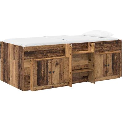 VIDAXL Struttura Letto Loft Con Mobile Con Porta 3 Pz Legno Antico VIDAXL Struttura Letto Loft Con Mobile Con Porta 3 Pz Legno Antico