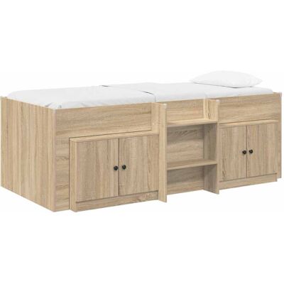 VIDAXL Struttura Letto Loft Con Mobile Con Porta 3 Pz Rovere Sonoma VIDAXL Struttura Letto Loft Con Mobile Con Porta 3 Pz Rovere Sonoma