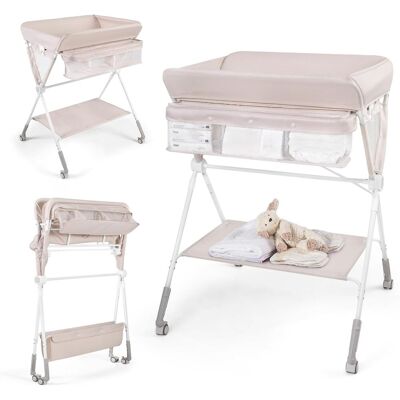 COSTWAY Fasciatoio Pieghevole Per Bambini,altezza Regolabile,porta Asciugamani,0-12 Mesi,beige COSTWAY Fasciatoio Pieghevole Per Bambini,altezza Regolabile,porta Asciugamani,0-12 Mesi,beige