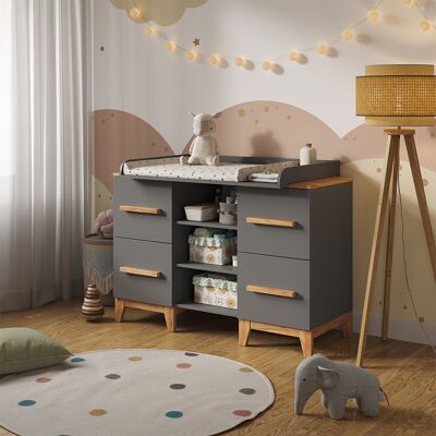 VitaliSpa Fasciatoio Malia, Grigio/artisan, 133 X 98 Cm Xl Con 4 Cassetti, VitaliSpa Fasciatoio Malia, Grigio/artisan, 133 X 98 Cm Xl Con 4 Cassetti,