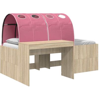 VIDAXL Letto Alto Per Bambini Con Scrivania 3 Pz Rovere Sonoma E Rosa VIDAXL Letto Alto Per Bambini Con Scrivania 3 Pz Rovere Sonoma E Rosa