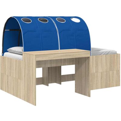VIDAXL Letto Alto Per Bambini Con Scrivania 3 Pz Rovere Sonoma E Blu VIDAXL Letto Alto Per Bambini Con Scrivania 3 Pz Rovere Sonoma E Blu