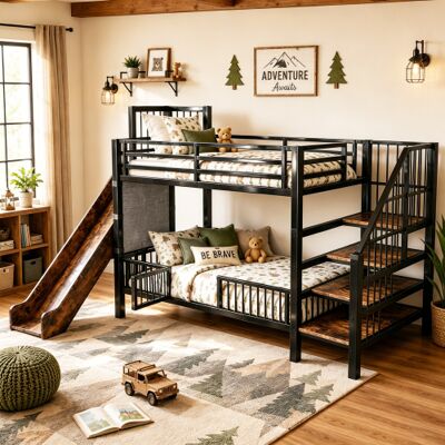 KEEMOTE Letto A Soppalco In Metallo Per Bambini Con Scivolo E Scaletta Contenitore 90200cm, Struttura Letto A Castello Con Cancelletto Di Sicurezza, Mensole Integrate, Letto Salvaspazio Per Camerette Di Bambi KEEMOTE Letto A Soppalco In Metallo Per Bambini Con Scivolo E Scaletta Contenitore 90200cm, Struttura Letto A Castello Con Cancelletto Di Sicurezza, Mensole Integrate, Letto Salvaspazio Per Camerette Di Bambi