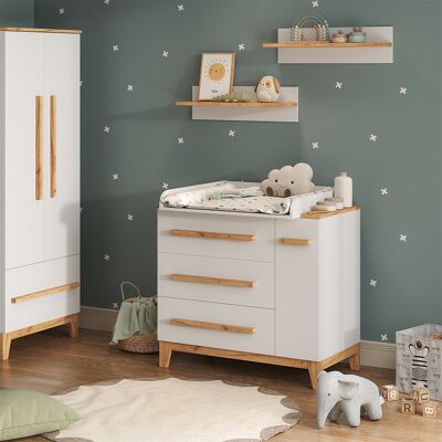 VitaliSpa Fasciatoio Malia, Bianco/artisan, 98 X 98 Cm Con Cassetti, VitaliSpa Fasciatoio Malia, Bianco/artisan, 98 X 98 Cm Con Cassetti,