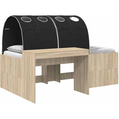 VIDAXL Letto Alto Per Bambini Con Scrivania 3 Pz Rovere Sonoma E Nero VIDAXL Letto Alto Per Bambini Con Scrivania 3 Pz Rovere Sonoma E Nero
