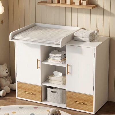OKMYHOME Mobile Fasciatoio Con Barriera Rimovibile, 114 X 53 X 92 Cm, Bianco OKMYHOME Mobile Fasciatoio Con Barriera Rimovibile, 114 X 53 X 92 Cm, Bianco