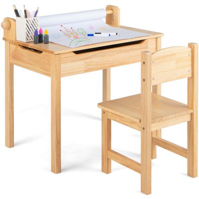 HELLOSHOP26 Tavolo Attività Per Bambini 60 X 40 X 58 Cm Con Contenitore Integrato E Sedia Ergonomica In Legno Massello Naturale 200018760 HELLOSHOP26 Tavolo Attività Per Bambini 60 X 40 X 58 Cm Con Contenitore Integrato E Sedia Ergonomica In Legno Massello Naturale 200018760