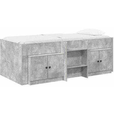 VIDAXL Struttura Letto Loft Con Mobile Con Porta 3 Pz Grigio Cemento VIDAXL Struttura Letto Loft Con Mobile Con Porta 3 Pz Grigio Cemento