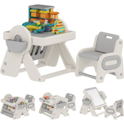 TORMATOR Tavolo Multiuso Per Bambini Con Ripiano Contenitore E Cassetti, In Hdpe E Pp, Grigio E Bianco TORMATOR Tavolo Multiuso Per Bambini Con Ripiano Contenitore E Cassetti, In Hdpe E Pp, Grigio E Bianco