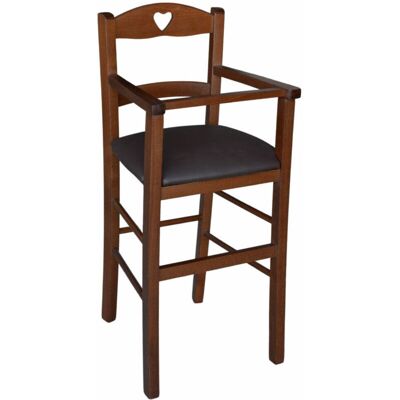 OKAFFAREFATTO - Seggiolone In Legno Color Noce Scuro Con Seduta Imbottita In Similpelle Marrone OKAFFAREFATTO - Seggiolone In Legno Color Noce Scuro Con Seduta Imbottita In Similpelle Marrone