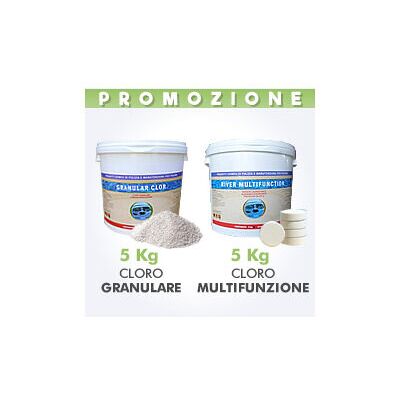 PISCINE ITALIA 5kg Cloro Granulare In Polvere +5kg Cloro Multifunzione Pastiglie 200g PISCINE ITALIA 5kg Cloro Granulare In Polvere +5kg Cloro Multifunzione Pastiglie 200g