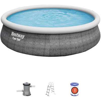 Bestway - Piscine Fast Set Ronde 457x107 Cm Motivo Rattan Gris 57372 Bestway - Piscine Fast Set Ronde 457x107 Cm Motivo Rattan Gris 57372