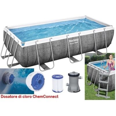 Bestway 56722 Piscina Power Steel Rettangolare 412x201x122 Cm Colore Rattan Grigio Scuro Con Pompa Filtro Bestway 56722 Piscina Power Steel Rettangolare 412x201x122 Cm Colore Rattan Grigio Scuro Con Pompa Filtro