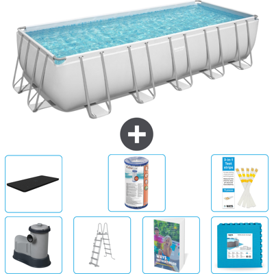 Bestway Piscina Power Steel Rettangolare - 640x274x132 Cm - 8-pezzi S602 Bestway Piscina Power Steel Rettangolare - 640x274x132 Cm - 8-pezzi S602