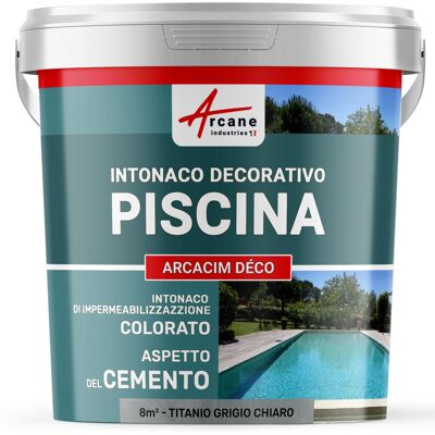 ARCANE INDUSTRIES Intonaco Per Piscine, Decorativo Di Finitura E Impermeabilizzante - Arcacim Deco - 8 M² Titanio Grigio Chiaro - ARCANE INDUSTRIES Intonaco Per Piscine, Decorativo Di Finitura E Impermeabilizzante - Arcacim Deco - 8 M² Titanio Grigio Chiaro -