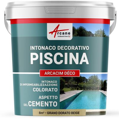 ARCANE INDUSTRIES Intonaco Per Piscine, Decorativo Di Finitura E Impermeabilizzante - Arcacim Deco - 8 M² Grano Dorato Beige - ARCANE INDUSTRIES Intonaco Per Piscine, Decorativo Di Finitura E Impermeabilizzante - Arcacim Deco - 8 M² Grano Dorato Beige -