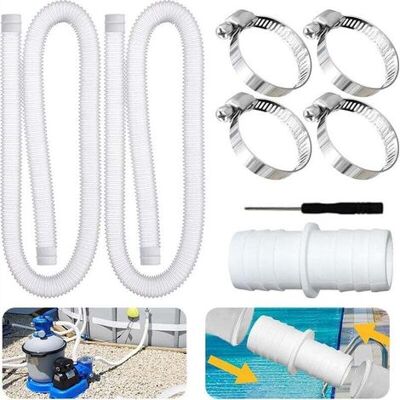 BRAST Ymyny Confezione Da 2 Tubi Per Piscina, Tubo Da 32 Mm, Con 4 Fascette Metalliche, Cacciavite E Raccordo, Tubo Per Pompa Adatto A Piscine Fuori Terra, Vasche Idromassaggio, Pompe Filtro (bianco) BRAST Ymyny Confezione Da 2 Tubi Per Piscina, Tubo Da 32 Mm, Con 4 Fascette Metalliche, Cacciavite E Raccordo, Tubo Per Pompa Adatto A Piscine Fuori Terra, Vasche Idromassaggio, Pompe Filtro (bianco)