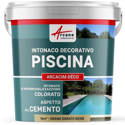 ARCANE INDUSTRIES Intonaco Per Piscine, Decorativo Di Finitura E Impermeabilizzante - Arcacim Deco - 16 M² Grano Dorato Beige - ARCANE INDUSTRIES Intonaco Per Piscine, Decorativo Di Finitura E Impermeabilizzante - Arcacim Deco - 16 M² Grano Dorato Beige -