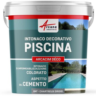 ARCANE INDUSTRIES Intonaco Per Piscine, Decorativo Di Finitura E Impermeabilizzante - Arcacim Deco - 8 M² Certosino - Grigio - ARCANE INDUSTRIES Intonaco Per Piscine, Decorativo Di Finitura E Impermeabilizzante - Arcacim Deco - 8 M² Certosino - Grigio -