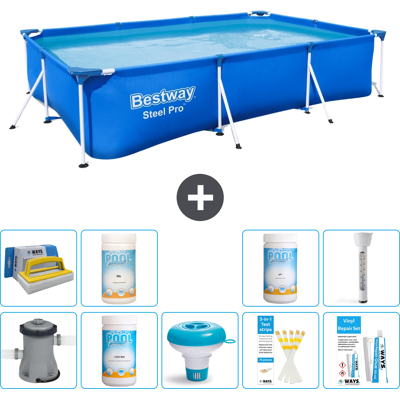 Bestway Piscina Steel Pro Rettangolare - 300x201x66 Cm - 8-pezzi S43336 Bestway Piscina Steel Pro Rettangolare - 300x201x66 Cm - 8-pezzi S43336