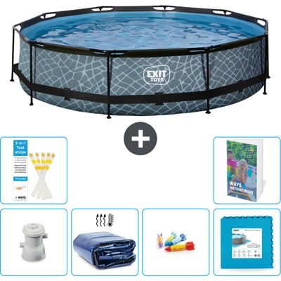 EXIT TOYS Exit-toys Piscina Exit Rotonda - Effetto Pietra - 360x76 Cm - 7-pezzi S229 EXIT TOYS Exit-toys Piscina Exit Rotonda - Effetto Pietra - 360x76 Cm - 7-pezzi S229