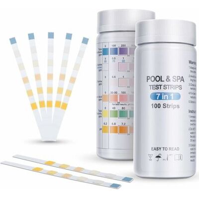 OEM Confezione Da 100 Strisce Reattive Per Piscine, 7 In 1, Per Piscine, Spa E Jacuzzi, Analisi Della Qualità Dell'acqua: Durezza Totale, Bromo, Cloro Libero, Ph, Acido Cianurico E Livello Di Alcalinità. OEM Confezione Da 100 Strisce Reattive Per Piscine, 7 In 1, Per Piscine, Spa E Jacuzzi, Analisi Della Qualità Dell'acqua: Durezza Totale, Bromo, Cloro Libero, Ph, Acido Cianurico E Livello Di Alcalinità.