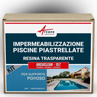 ARCANE INDUSTRIES Kit Di Impermeabilizzazione Per Piscina Piastrellata: Primer, Resina Impermeabilizzante, Finitura: Arcaclear - 157 - 5 M², Supporto Poroso Trasparente - ARCANE INDUSTRIES Kit Di Impermeabilizzazione Per Piscina Piastrellata: Primer, Resina Impermeabilizzante, Finitura: Arcaclear - 157 - 5 M², Supporto Poroso Trasparente -